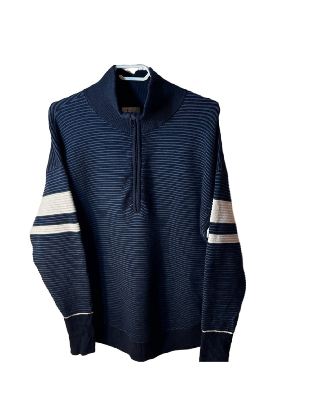Offline by Aerie quarter zip navy ribbed pullover sweater size M